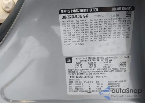 2020 Buick Envision Awd Essence z USA, uszkodzony, nr VIN LRBFX2SA2LD077942